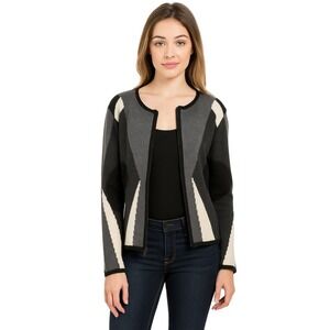 Talbots Alpaca Blend Cardigan Sweater Women's Size Large Peru Full Zip Lux Grays